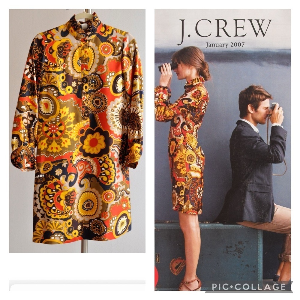 J.crew vintage San Remo paisley print dress silk twill size 8